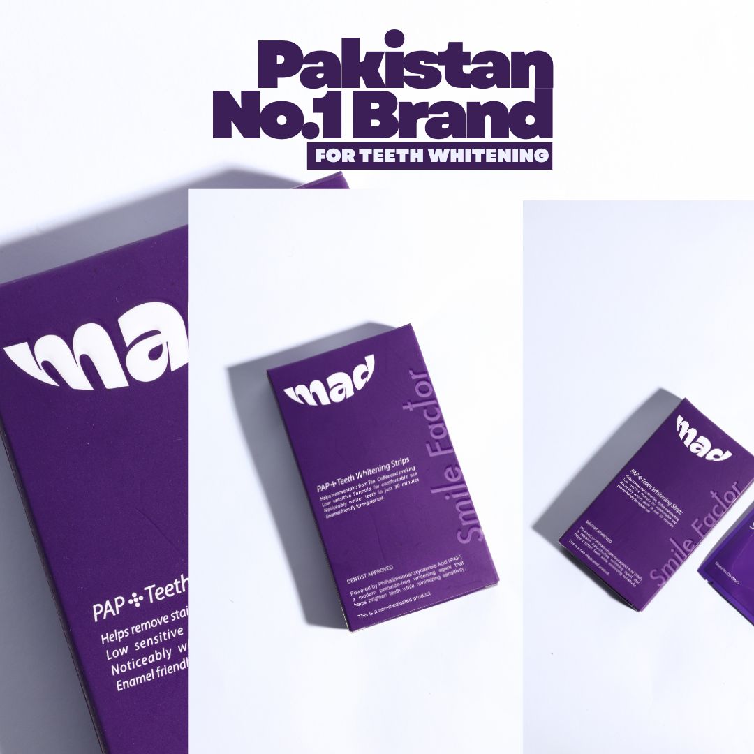 MAD PAP+ Purple Teeth Whitening Strips – Peroxide-Free | Remove Stains in 30 Minutes