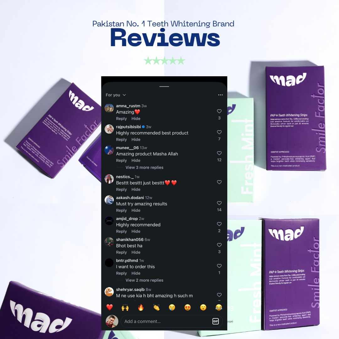 MAD Dental Purple Strips + MAD Whitening Foam AND  Whitening Powder (10 Lac+ Orders Dispatched 🏆)